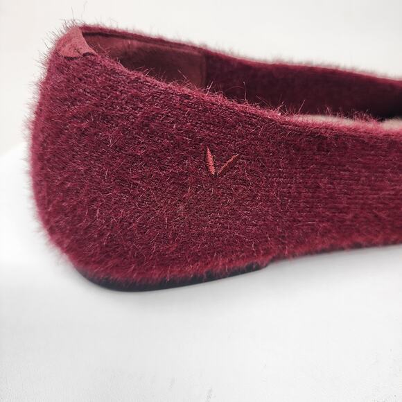 Vivaia Margot 2.0 Flats Size EU43/US11 Bordeaux Maroon Square-Toe Faux Mink - Picture 9 of 15